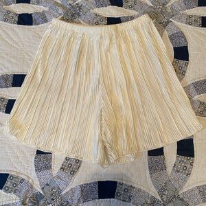 Cream Pleated Shorts